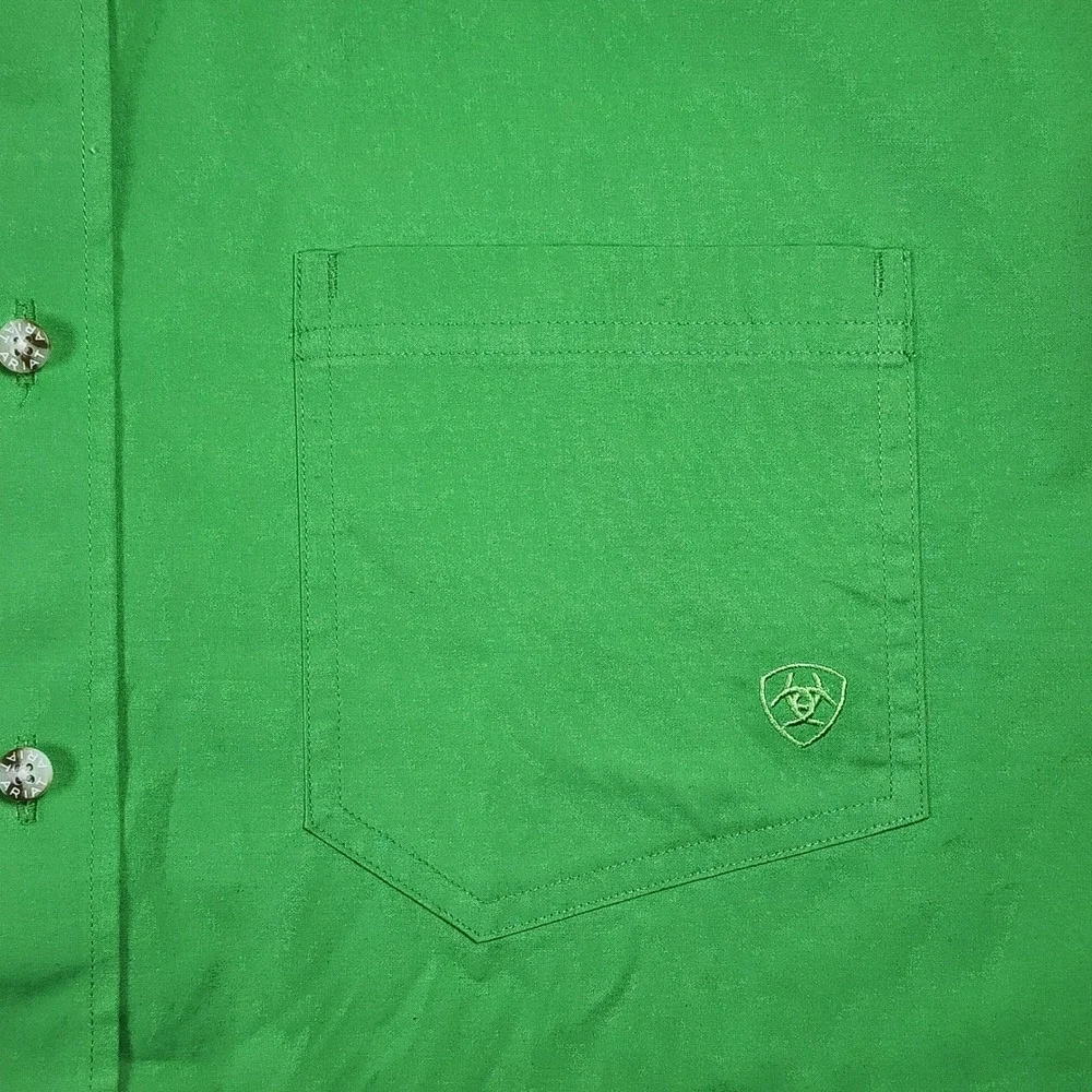 Ariat Button Down Shirt Mens Large Pro Series Green Short Sleeve Western NWOT